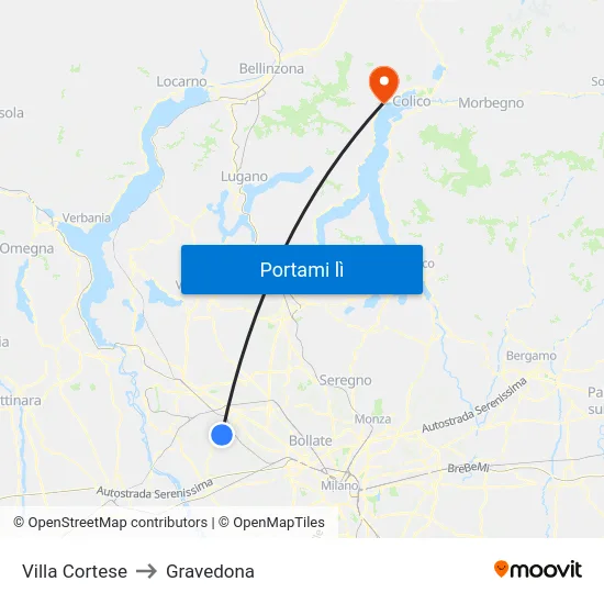 Villa Cortese to Gravedona map