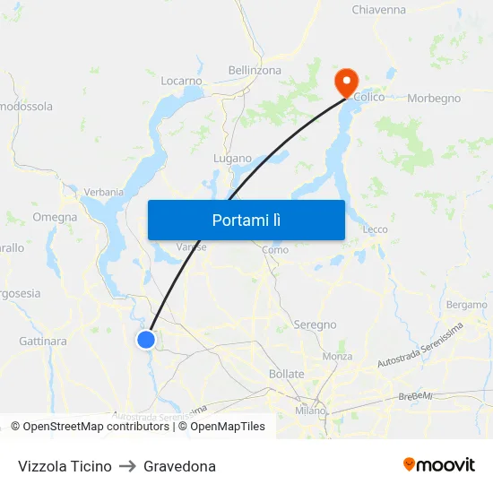 Vizzola Ticino to Gravedona map