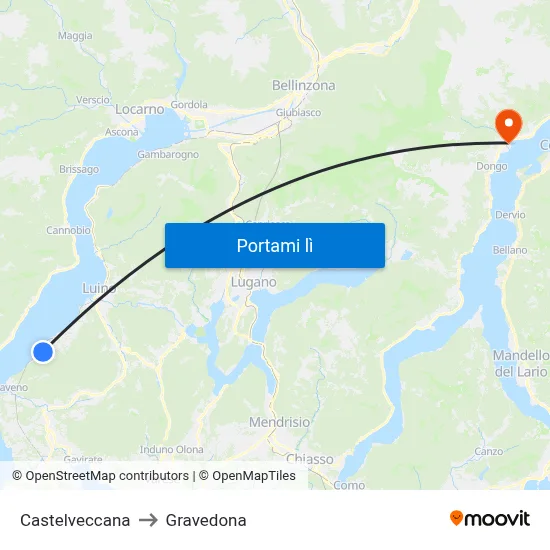 Castelveccana to Gravedona map
