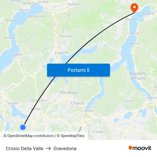 Crosio Della Valle to Gravedona map