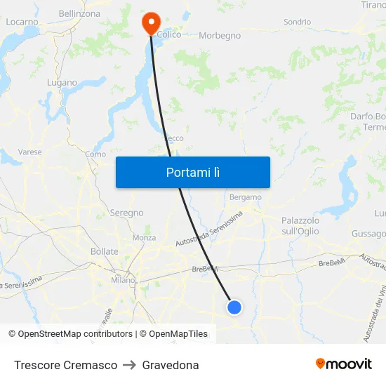 Trescore Cremasco to Gravedona map