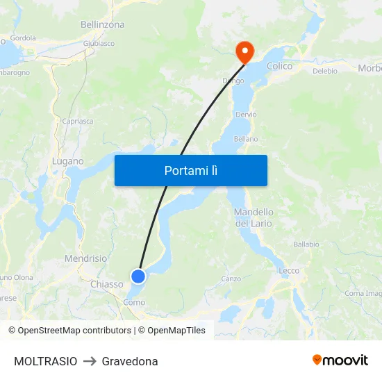 MOLTRASIO to Gravedona map