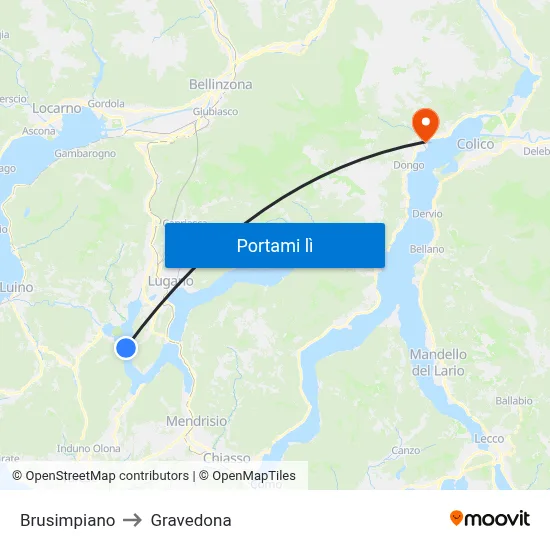 Brusimpiano to Gravedona map