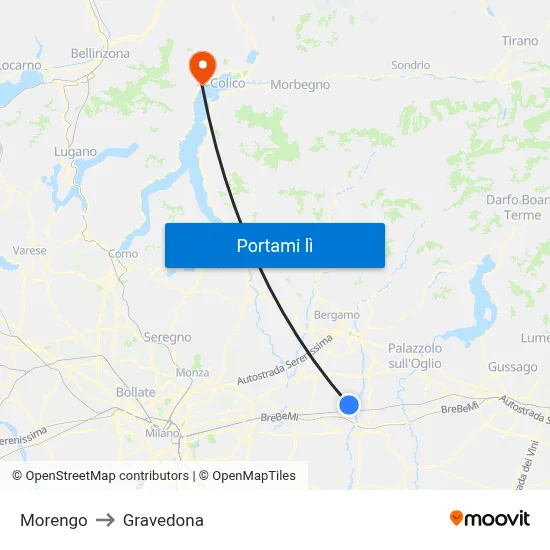 Morengo to Gravedona map