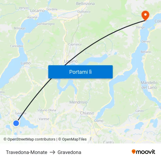 Travedona-Monate to Gravedona map