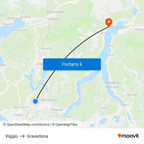 Viggiù to Gravedona map