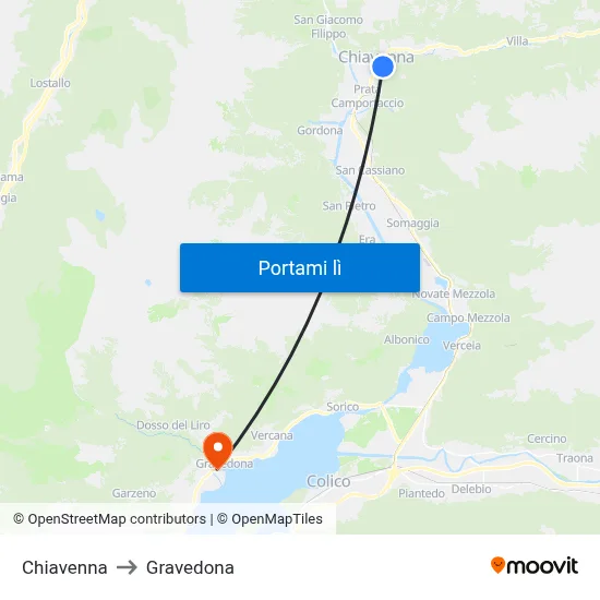 Chiavenna to Gravedona map
