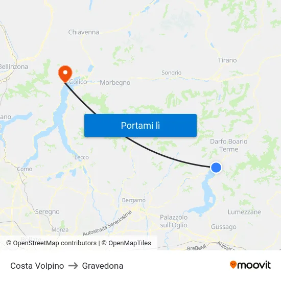 Costa Volpino to Gravedona map