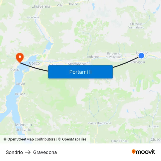 Sondrio to Gravedona map