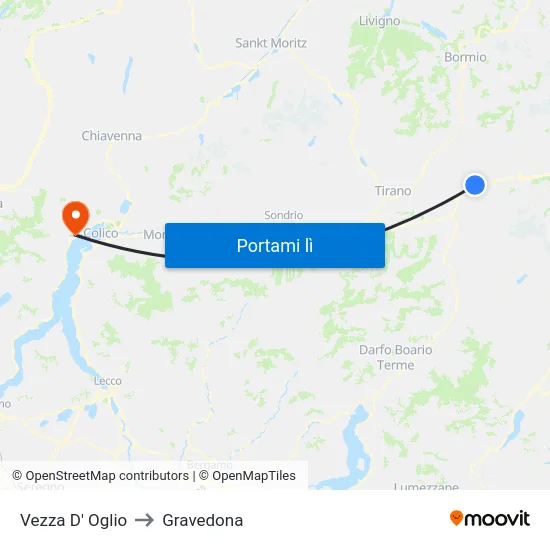 Vezza D' Oglio to Gravedona map