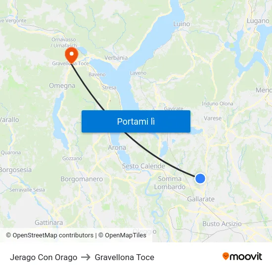 Jerago Con Orago to Gravellona Toce map
