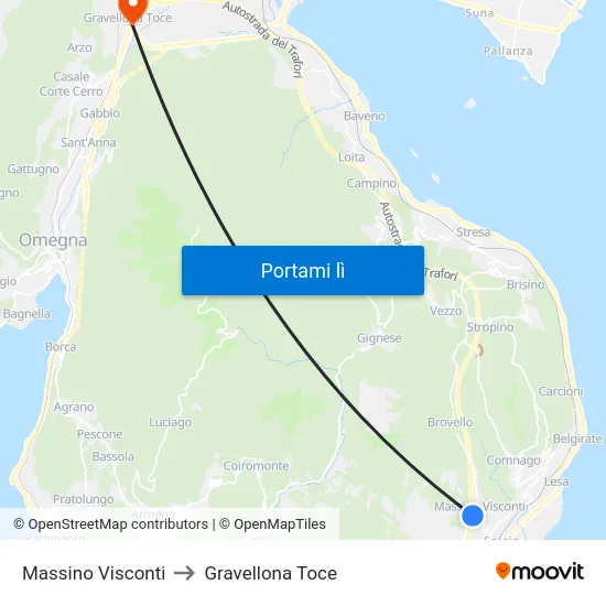 Massino Visconti to Gravellona Toce map