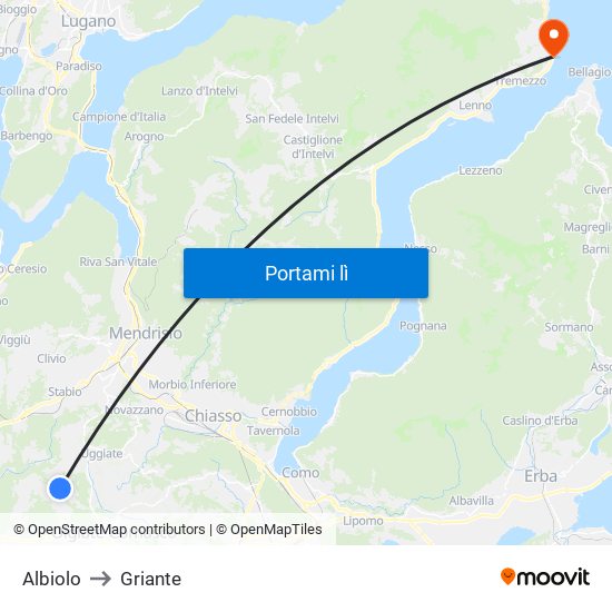 Albiolo to Griante map