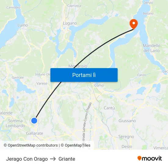 Jerago Con Orago to Griante map