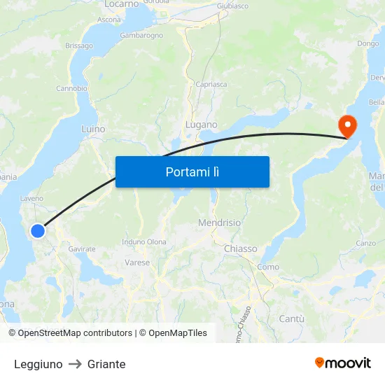 Leggiuno to Griante map