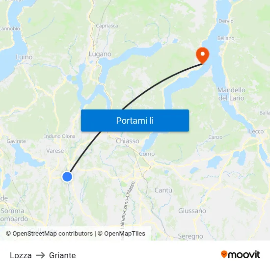 Lozza to Griante map