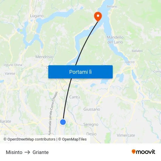 Misinto to Griante map