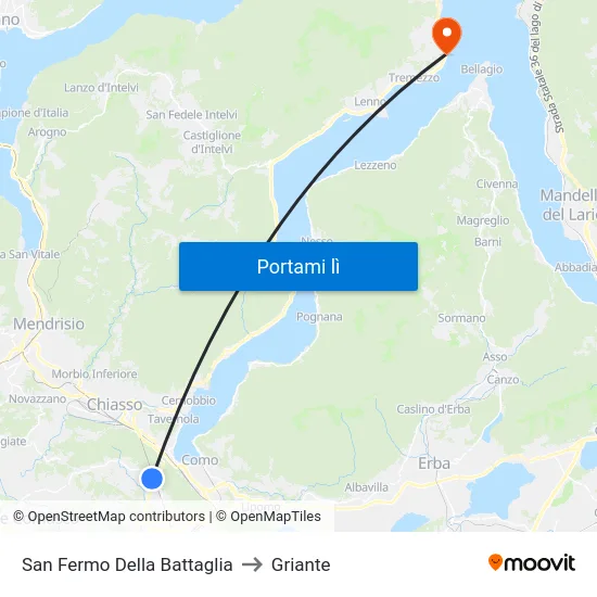 San Fermo Della Battaglia to Griante map
