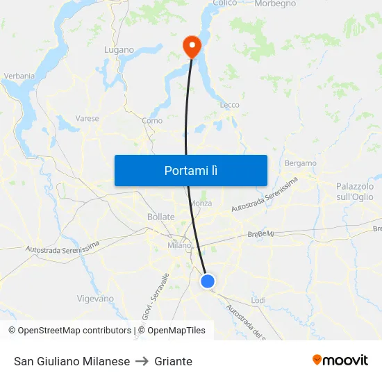 San Giuliano Milanese to Griante map