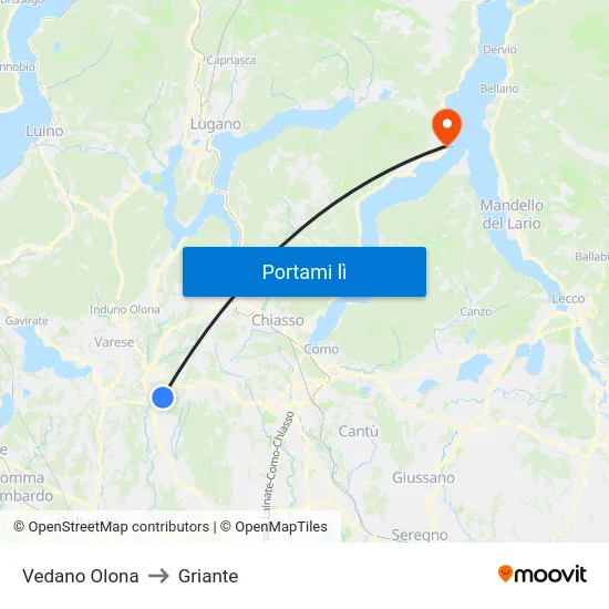 Vedano Olona to Griante map