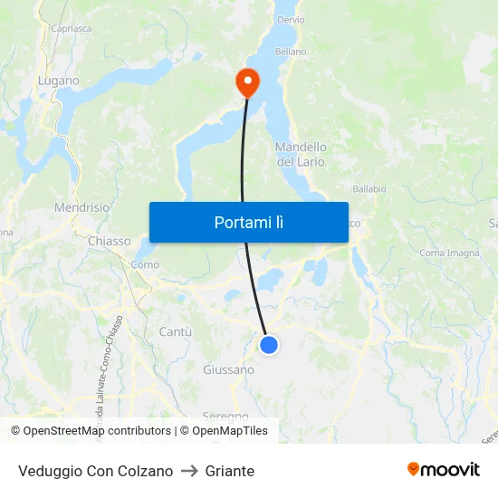 Veduggio Con Colzano to Griante map