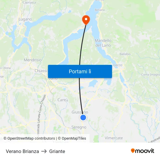 Verano Brianza to Griante map