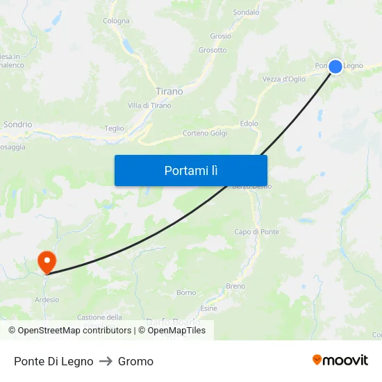 Ponte Di Legno to Gromo map
