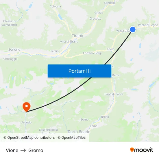 Vione to Gromo map