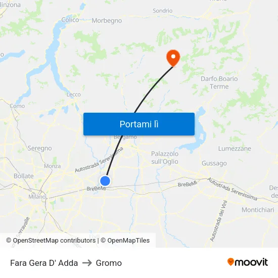 Fara Gera D' Adda to Gromo map