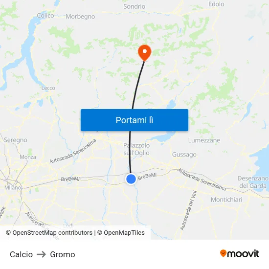 Calcio to Gromo map
