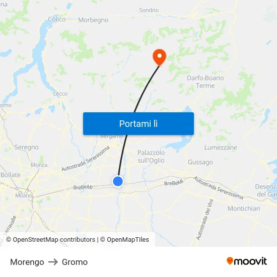 Morengo to Gromo map