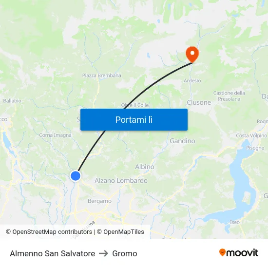Almenno San Salvatore to Gromo map