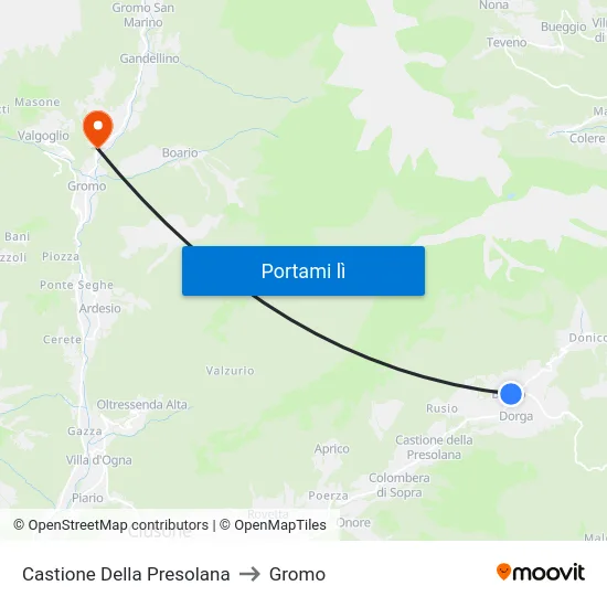 Castione Della Presolana to Gromo map