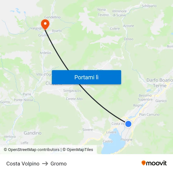 Costa Volpino to Gromo map