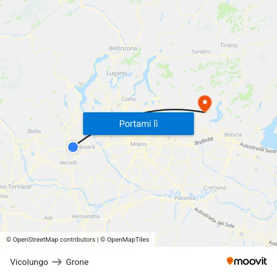 Vicolungo to Grone map