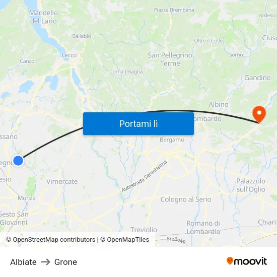 Albiate to Grone map