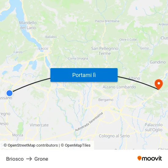 Briosco to Grone map