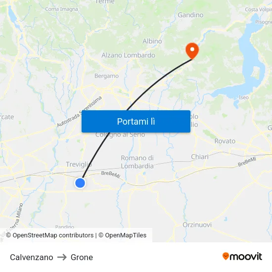 Calvenzano to Grone map