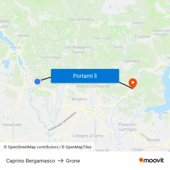 Caprino Bergamasco to Grone map