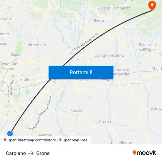 Carpiano to Grone map