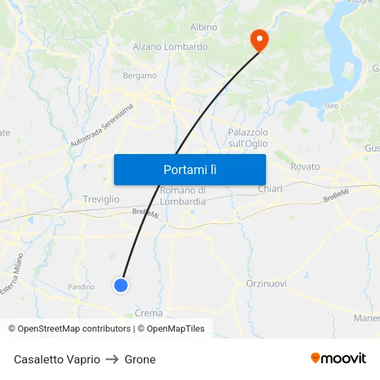 Casaletto Vaprio to Grone map