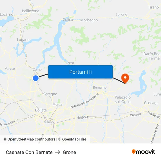 Casnate Con Bernate to Grone map