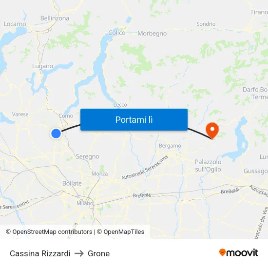 Cassina Rizzardi to Grone map