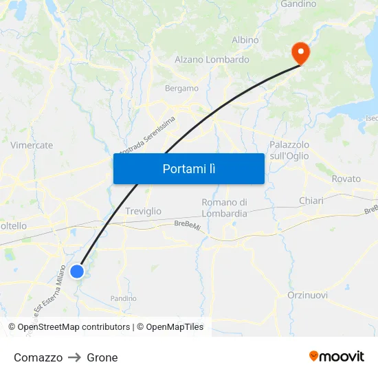 Comazzo to Grone map
