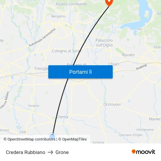 Credera Rubbiano to Grone map