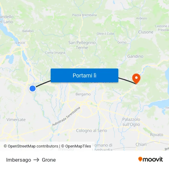Imbersago to Grone map