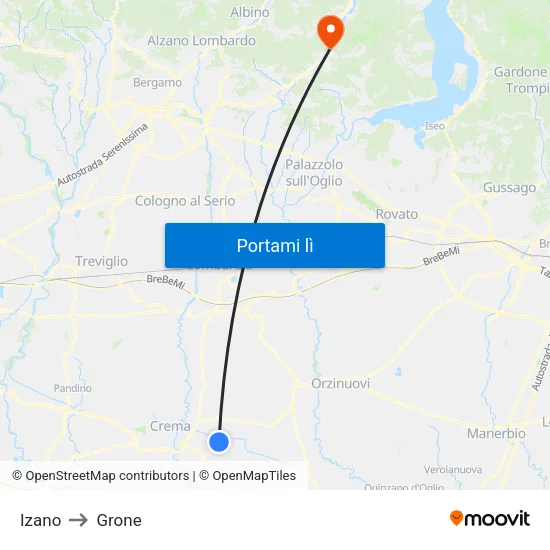 Izano to Grone map