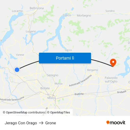 Jerago Con Orago to Grone map