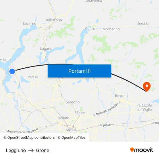 Leggiuno to Grone map