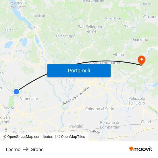 Lesmo to Grone map